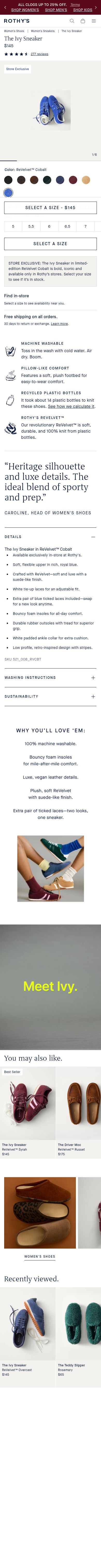 Rothy's product page, mobile
