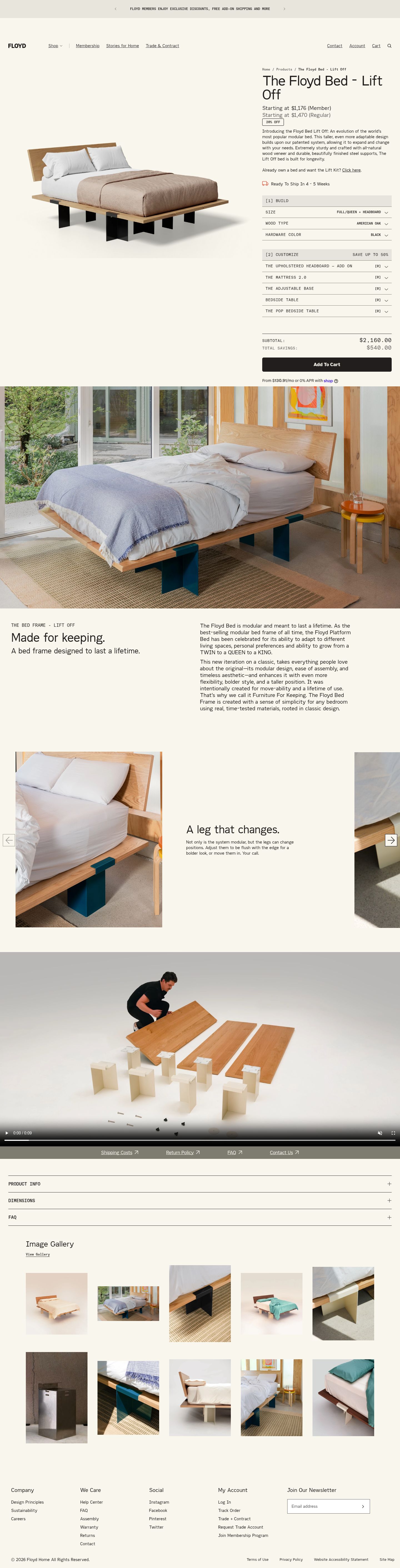 Floyd product page, desktop