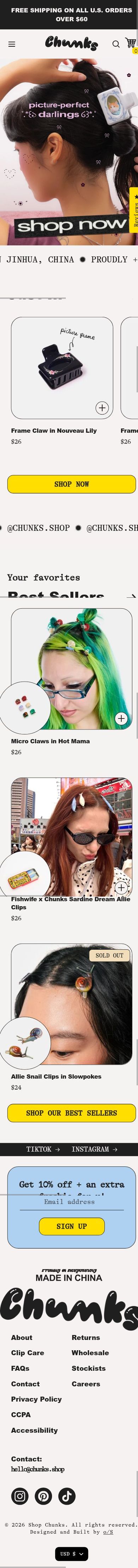Chunks homepage, mobile