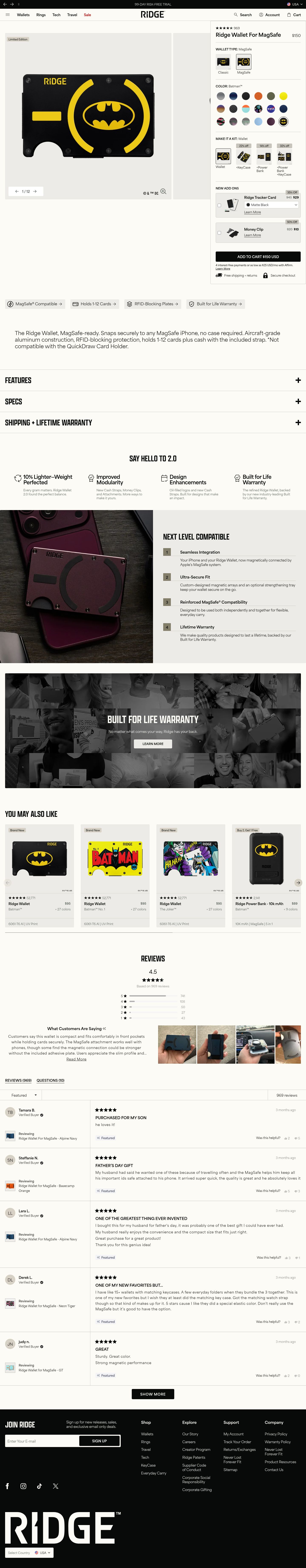 Ridge product page screenshot