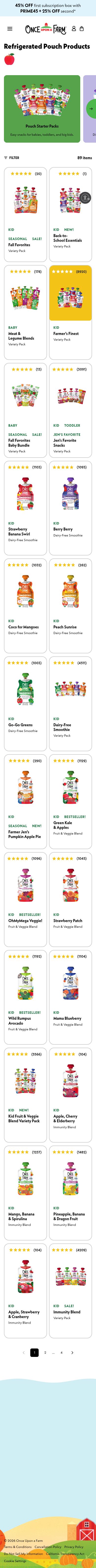 Once Upon a Farm collection page, mobile