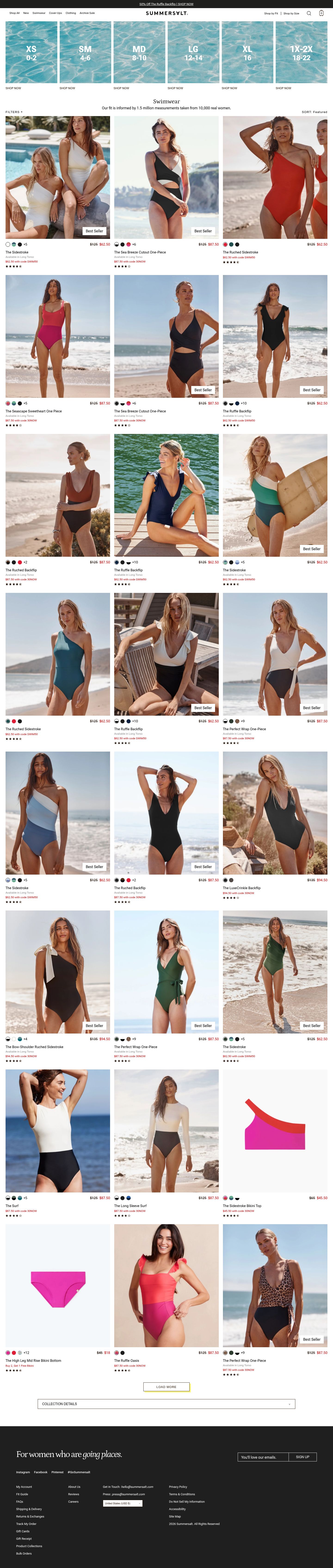 Summersalt collection page, desktop