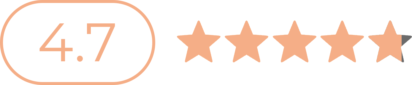 Rating graphic with 4.7 and four and a half stars.