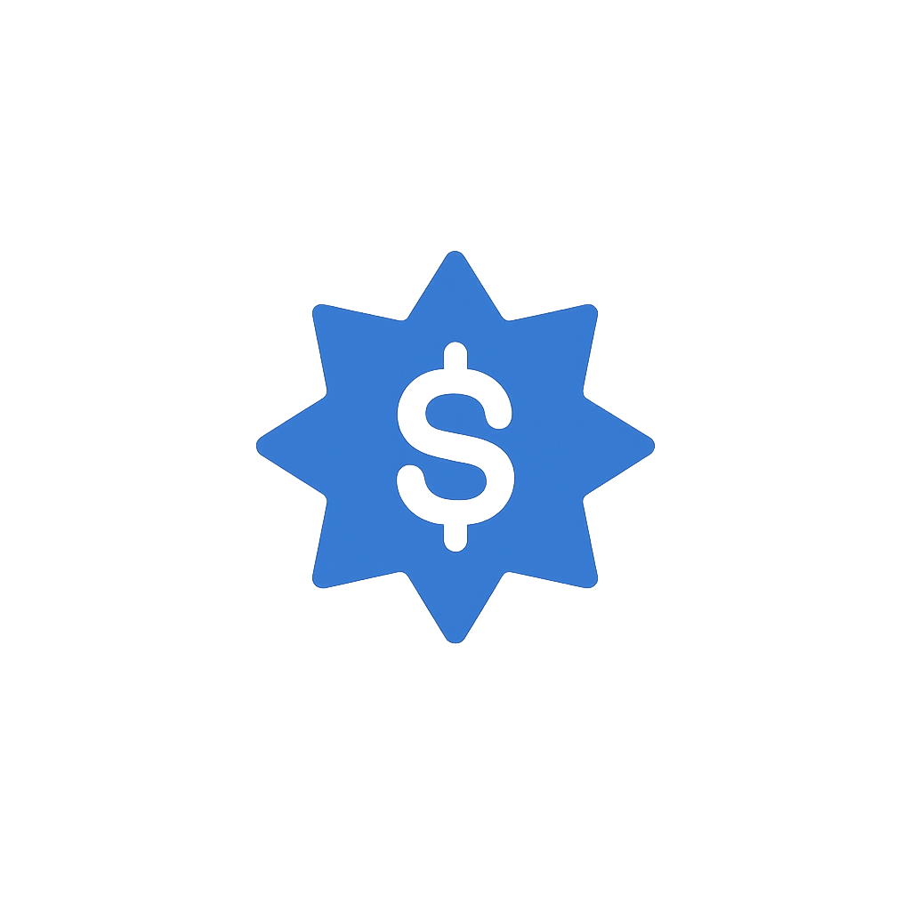 Blue megaphone and calendar icon with number one.