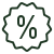 Black percentage symbol inside a starburst shape.
