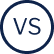 The letters VS inside a dark blue circle.