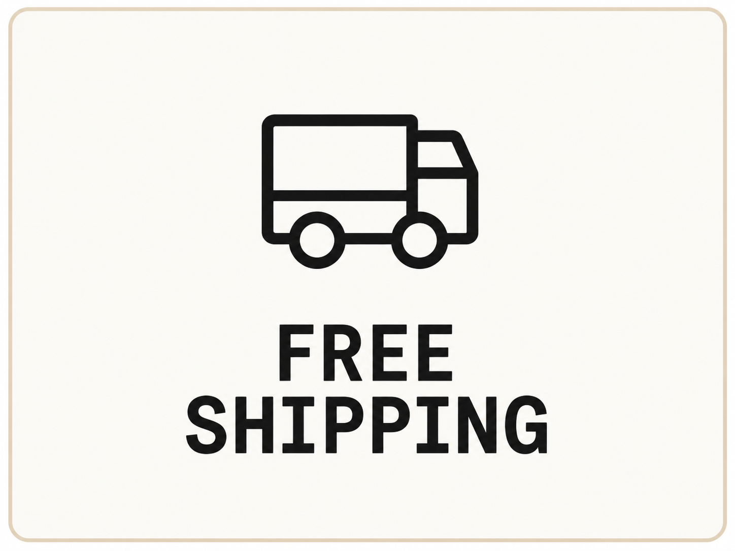 An icon of a delivery truck with the text 'FREE SHIPPING' underneath it.