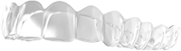 Clear dental aligner on a transparent background.