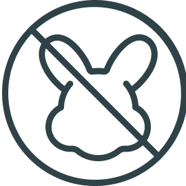 Silhouette of a rabbit crossed out by a line in a circle.