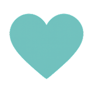 A teal heart shape on a white background.