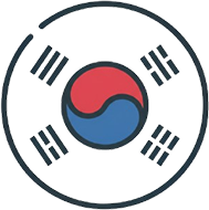 Round symbol with red and blue center, surrounded by black trigrams.