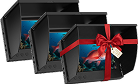 Three aquarium screens, one wrapped with a red ribbon and gift tag.