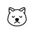 Simple line drawing of a frowning cat face inside a circle.