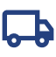 Simple blue truck icon on a white background.