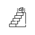 Illustration of stairs with a flag on top inside a circle.