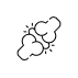 Simple line drawing of two clouds colliding with small lines indicating impact.