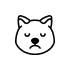 Simple black and white drawing of a sad cat face.