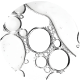 Close-up of various sized bubbles in a liquid.