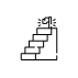 Outline of stairs with a trophy on top inside a circle.