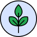 Simple illustration of a green plant with three leaves in a circle.