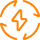 An orange icon of a lightning bolt inside a circle made of arrows.