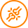 An orange circular icon showing a stylized joint with lines indicating stress or pain.