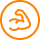 An orange circular icon with a line drawing of a flexed arm muscle inside.