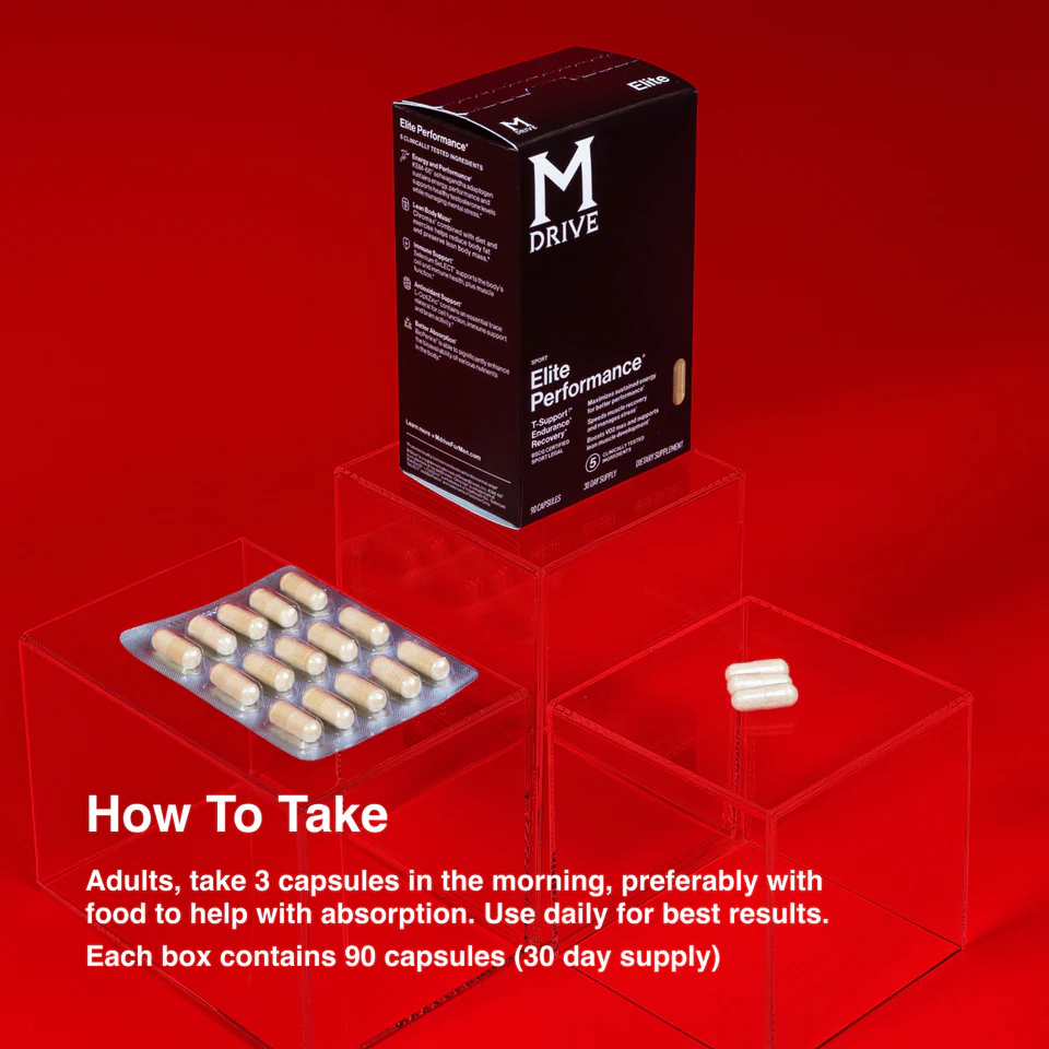 Box and blister pack of capsules on red background with usage instructions.