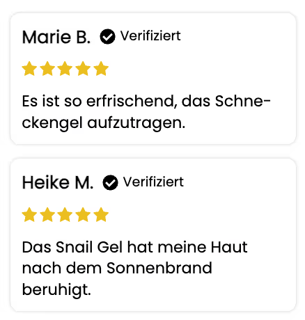 Two reviews with five-star ratings and German text.