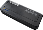 Black electronic device with buttons and a logo on the side.