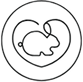 Outline of a rabbit inside a heart shape on a white background.