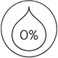 Icon of a droplet with '0%' inside, on a white background.
