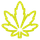 A pixelated, glowing yellow-green icon of a seven-pointed leaf on a white background.