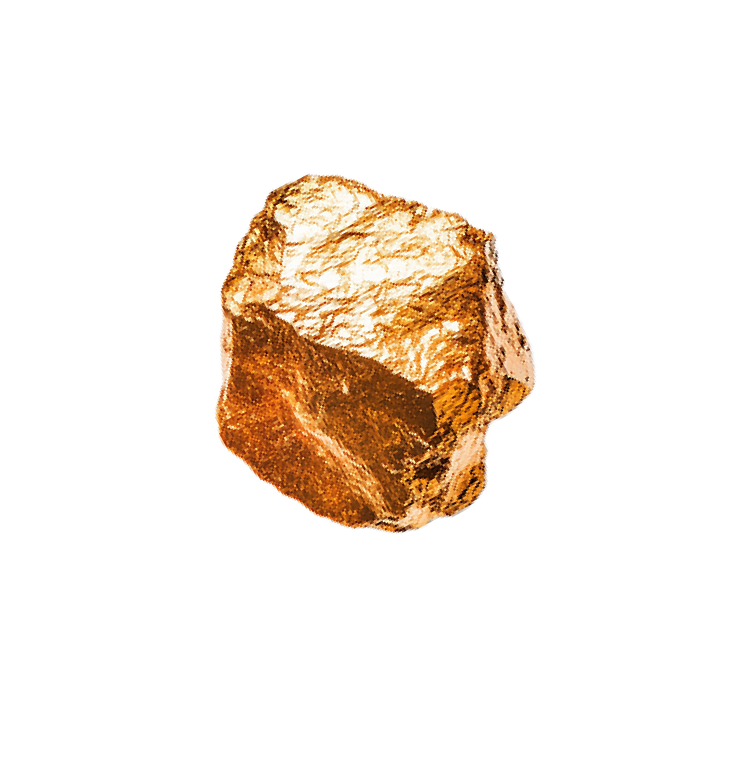 A piece of gold ore against a green background.
