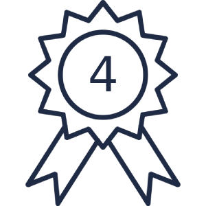 An icon of a prize ribbon with the number 4 in the center.