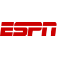 ESPN logo in bold red letters on a white background.