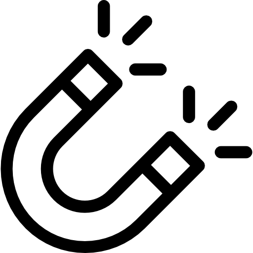 Simple black and white illustration of a horseshoe magnet.