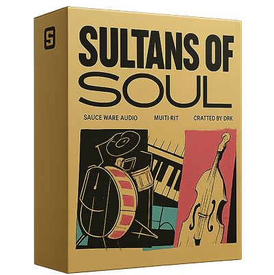 Box with 'Sultans of Soul' text and musical instrument illustrations.