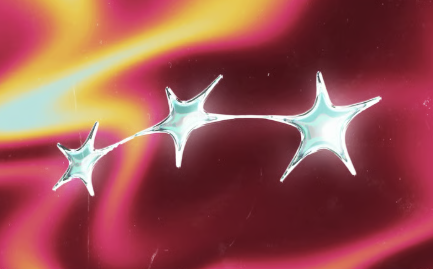 Three metallic star shapes connected on a vibrant, colorful background.