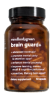 Brown bottle labeled 'brain guard' with capsules inside.