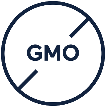 Circle with the letters 'GMO' inside, crossed by two diagonal lines.