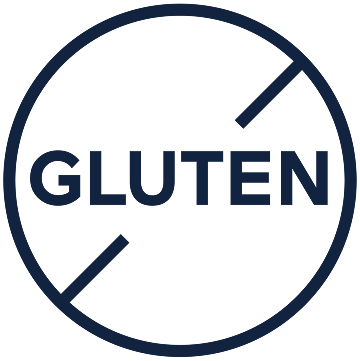 Circle with the word 'GLUTEN' crossed out.