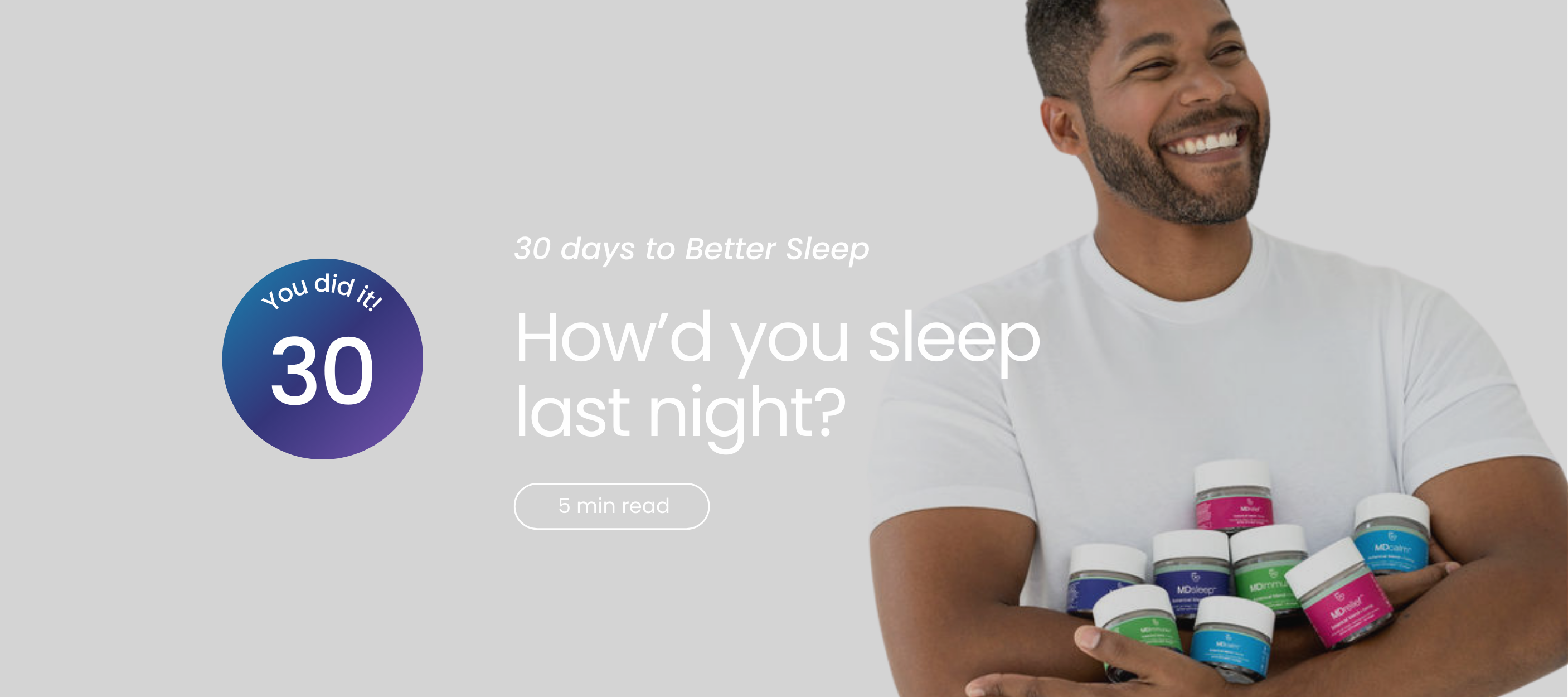 Person meditating with text overlay about breathing and sleep.