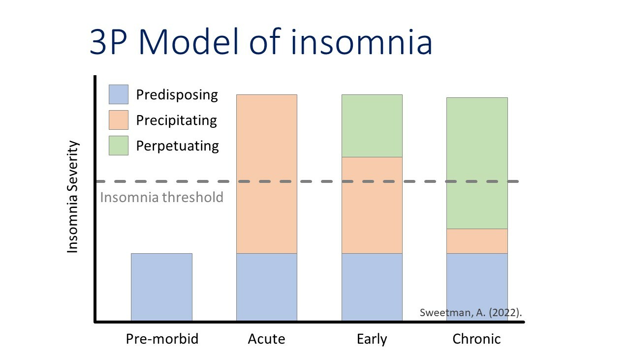 Bar chart illustrating the 3P Model of insomnia with four stages.