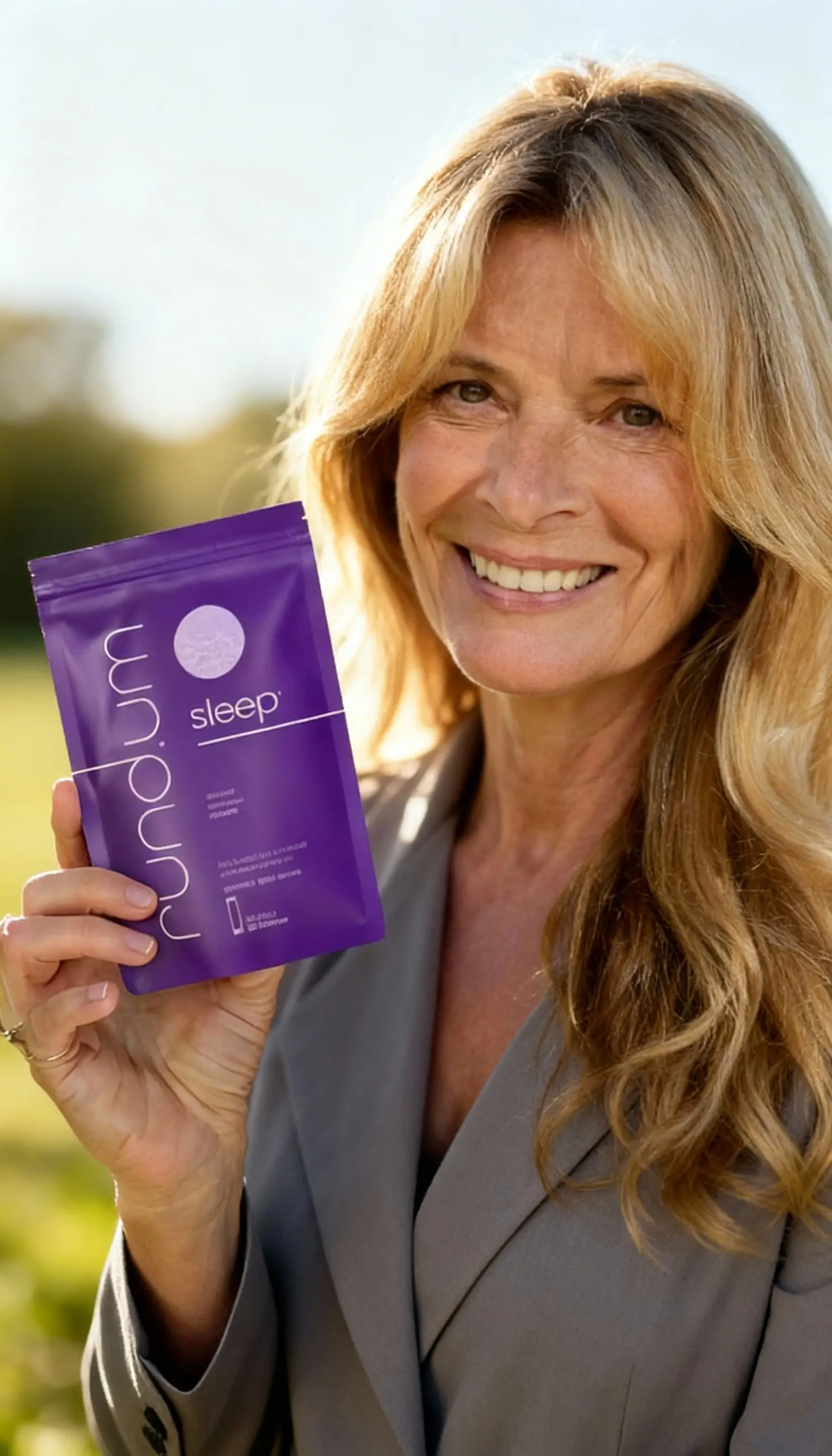 Woman holding black lace underwear, smiling.