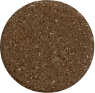 Brown, round sponge with textured surface.