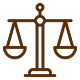 A brown simple illustration of balanced scales.