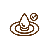 A simple water drop icon with ripple and check mark.