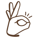 Illustration of a hand making an 'OK' gesture with three fingers raised.