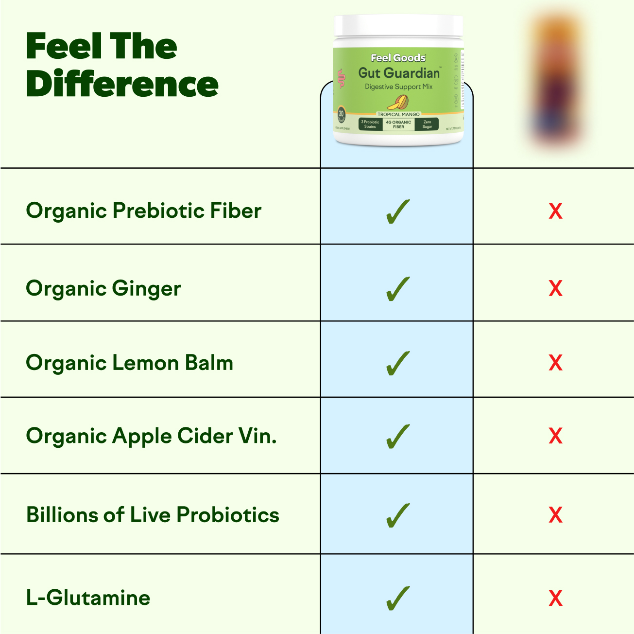 Gut Guardian supplement with lemon, ginger, frother, stickers, and informational card.